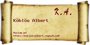 Köblös Albert névjegykártya
