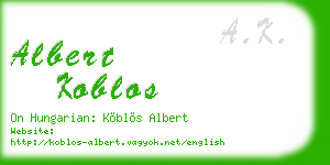albert koblos business card