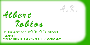 albert koblos business card